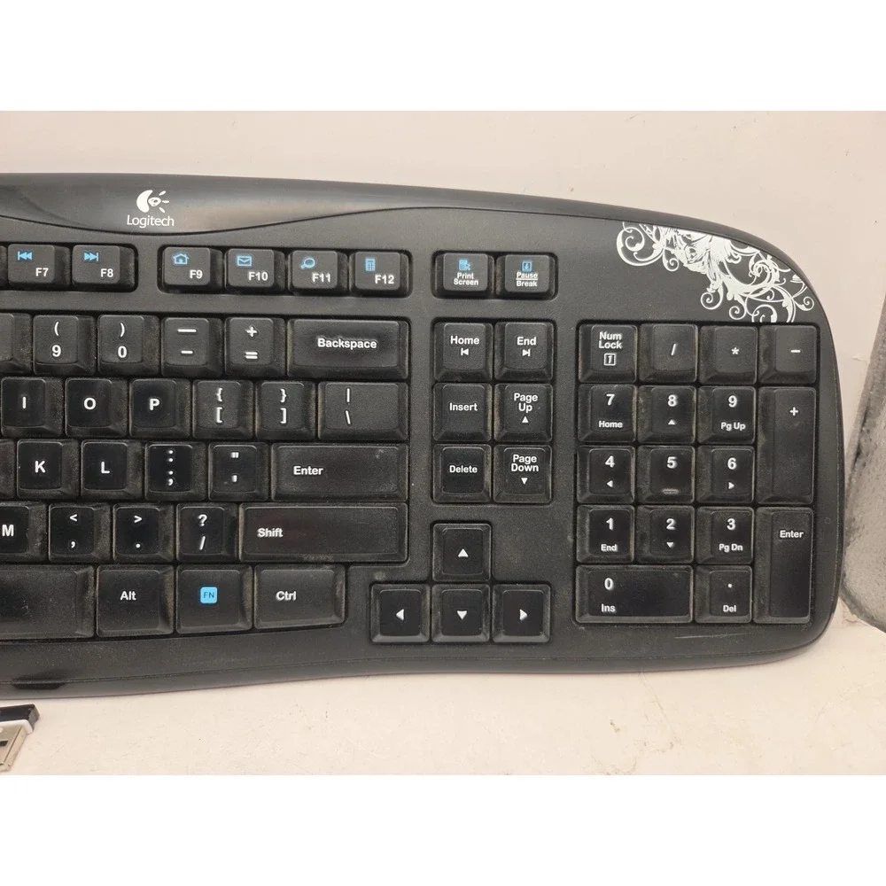 Logitech K250 Wireless Keyboard - DARK FLEUR W Receiver - Tested WORKS